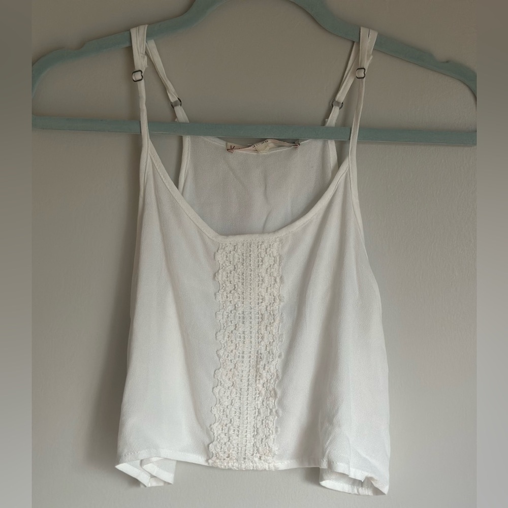 Vintage Havana Girls White Crochet Trim Spaghetti Strap Top Size Medium (10/12)